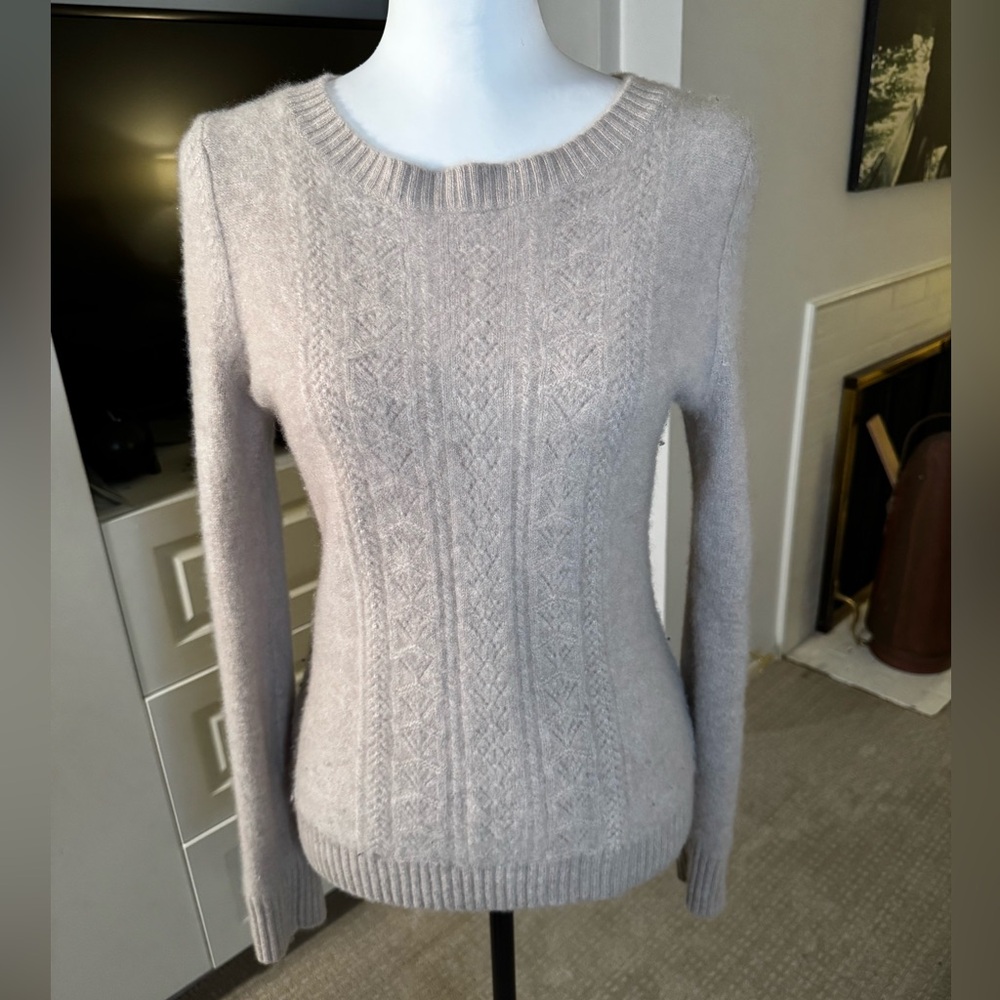 Laundry by Shelli Segal Cashmere Blend Cable Knit Sweater Beige Size M/L